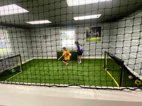 Garage Soccer Field, Indoor Soccer Field In Basement, Indoor Soccer Field In House, Basement Soccer Field, Soccer Basement, Soccer Garage, Sports Basement, Indoor Soccer Field, Soccer Room