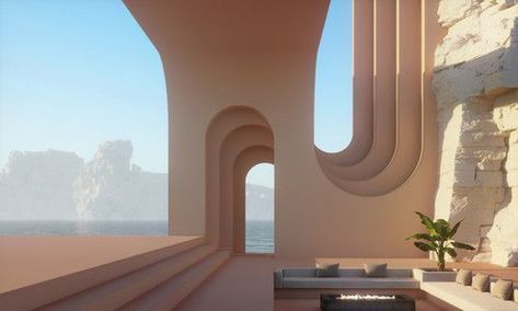 Zen Pictures, Dreamscape Architecture, Illustration Concept Art, Vaporwave Art, Dream Wedding Decorations, Mystical Places, Marble Console, 3d Architecture, Quiet Place