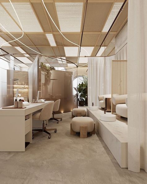 Luxury Med Spa Interior Design, Nail Bar Interior Design, Spray Tan Salon Ideas, Spa Nails Salon Interior Design, Nail Interior Design, Nail Spa Design, Nail Salon Design Interior, Luxury Spa Design Interiors, Interior Design Beauty Salon