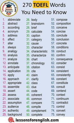 Preparing for TOEFL? Whether you're a test prep teacher or are taking the proficiency test yourself, keep this list of 270 #TOEFL words close! Toefl Vocabulary, Teaching English Grammar, English Vocab, English Verbs, Learn English Grammar, Interesting English Words, Good Vocabulary Words, Good Vocabulary, English Language Teaching