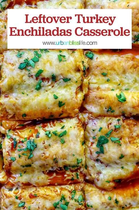 Turkey Enchiladas Casserole, Leftover Turkey Enchiladas, Turkey Enchilada Casserole, Enchiladas Casserole, Leftover Turkey Casserole, Turkey Enchiladas, Smoked Turkey Recipes, Thanksgiving Leftover Recipes, Enchilada Casserole Recipes