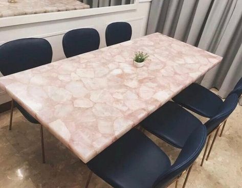 Excited to share the latest addition to my #etsy shop: Pink Agate Dining Table/ Rose Quartz Table/ Elegant Dining/Center/Coffee/Office Table For Home Decor https://etsy.me/3YUajYJ #agatesidetable #agatetable #agatetabletops #midcenturytable #moderncoffeetable #vintagec Kitchen Slab, Table Rose, Stone Table Top, Agate Table, Stone Coffee Table, Marble Table Top, Kitchen Dining Tables, Dining Table Top, Kitchen Decor Items