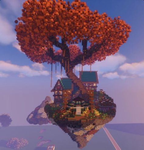 Minecraft Skyblock Island Ideas, Skyblock Island Ideas, Minecraft Decorations Outside, Minecraft Island House, Ideas Para Minecraft, Island Minecraft, Tree Minecraft, Minecraft Island, Mansion Minecraft