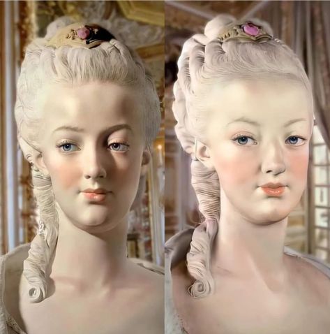 1790s Womens Fashion, Rokoko Hairstyle, Marie Antoinette Hairstyle, Rococo Hairstyles, Rococo Hair, Marie Antoinette Wig, Marie Antoinette 2006, Historical Hairstyles, Rococo Dress