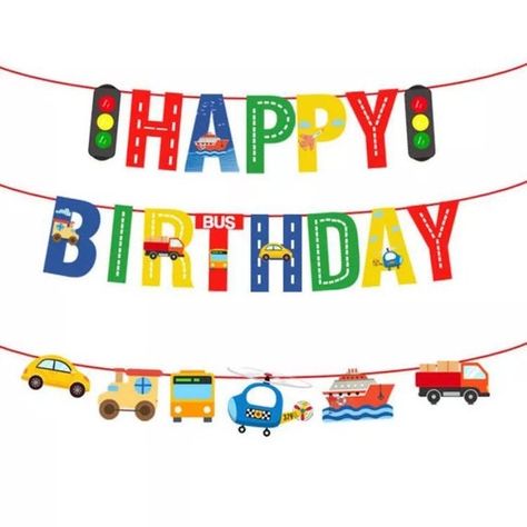 Transport Happy Birthday 2.6m Banner Kids Boys Party Garland - Etsy UK Transportation Birthday Party, Transportation Party, Boys Birthday Party Decorations, Transportation Birthday, Birthday Flags, Car Birthday Theme, Kids Birthday Party Decoration, Cars Theme Birthday Party, Transportation Theme