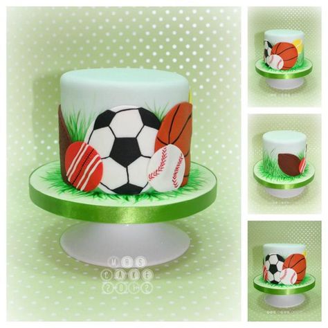 Sports Balls Mini Cake Multi Sports Cake, Sport Cakes For Men, Sports Cakes For Boys Birthdays, Sports Cake Ideas, Sports Ball Cake, Sports Birthday Cakes, Sports Themed Cakes, Sports Cakes, 5th Birthday Boys