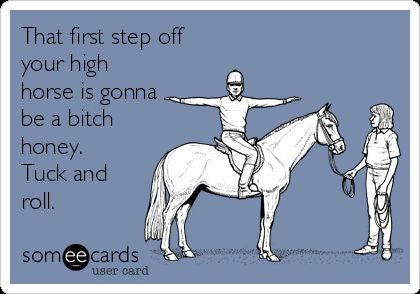 That first step off your high horse is gonna be a bitch honey. Tuck and roll. | Cry For Help Ecard Usmc Wife, Marine Wife, High Horse, Semper Fi, Country Boy, United States Marine, Belly Laughs, Military Life, E Cards