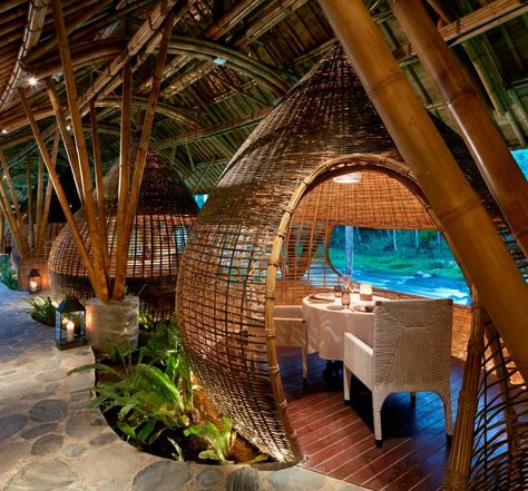 Bamboo Restaurant, Bali Accommodation, Resturant Design, Bamboo House Design, Outdoor Restaurant Design, Bamboo Architecture, Resort Design, Outdoor Restaurant, Cafe Interior Design