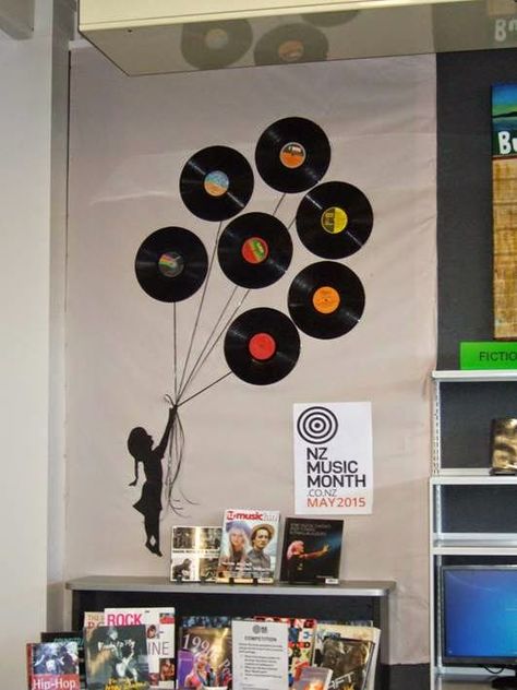 Library Displays: New Zealand Music Month 2015 Music Classroom Bulletin Boards, Music Bulletin Board, Music Bulletin Boards, Music Classroom Decor, School Library Displays, Library Themes, Library Book Displays, Library Boards, School Displays