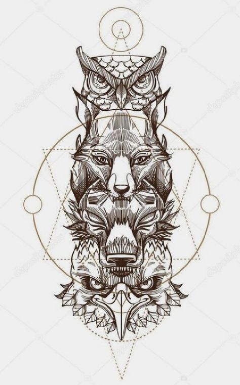 Totem Pole Tattoo, Berserker Tattoo, Cherokee Art, Owl Tattoo Drawings, Tattoo Ideas Males, Lucky Tattoo, Totem Tattoo, Spirit Tattoo, Native Tattoos