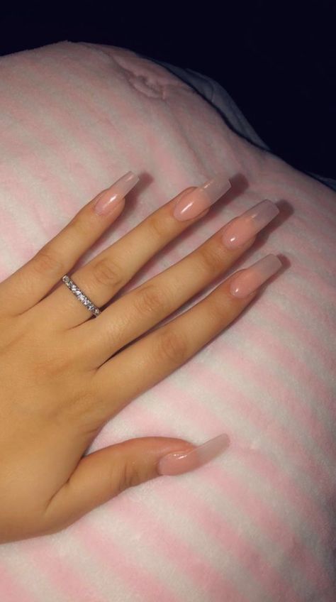 Nude Baddie Nails – Best White French Tip Nails - davidreed.co Nails With Clear Acrylic, Long Natural Looking Acrylic Nails, Long Clear Acrylic Nails Square, Clear Tips Nails, Nude Square Nails Long, Clear Tips Acrylic Nails, Ombre Clear Nails, Acrylic Natural Looking Nails, Natural Nude Acrylic Nails