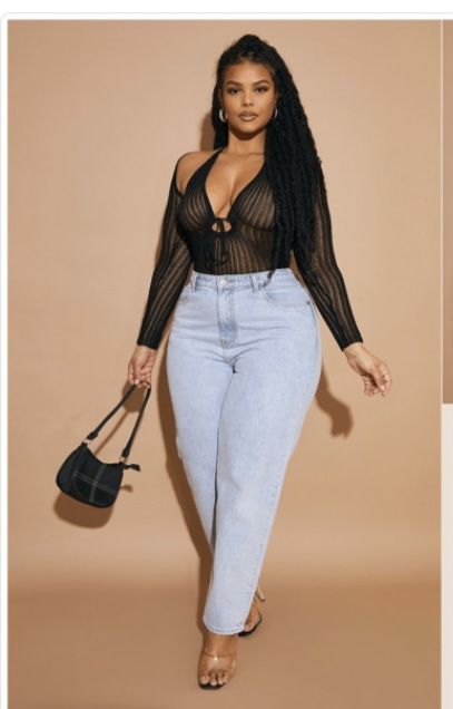 Plus Size Going Out Outfits Night, Plus Size Club Outfits Night Out, Plus Size Going Out Outfits, Bodysuit With Sleeves, Club Outfit Night, Go Out Outfit Night, Outfits Night Out, Girly Style Outfits, Sheer Knit