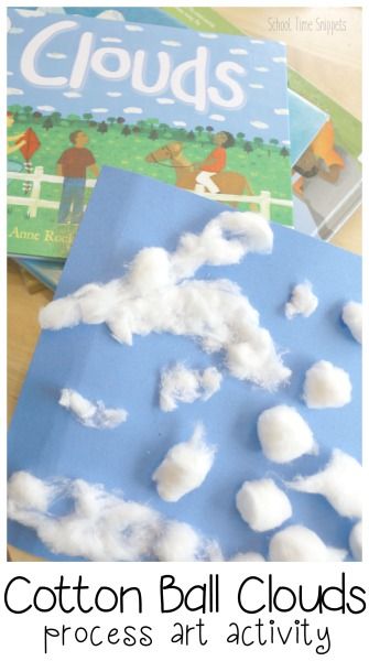 Invitation to create your own cloudy sky with cotton balls!  Fun and simple process art activity In The Sky Theme Preschool, Cotton Ball Clouds, Process Art For Preschoolers, Process Art Preschool, Art For Preschoolers, Weather Activities Preschool, Preschool Weather, Art Shelf, Weather Art