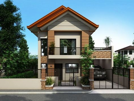 21 Amazing Modern Two Storey House Designs - House Plans 118 Design Case Mici, Beaux Arts Architecture, House Plans 2 Storey, Philippines House, Two Storey House Plans, Philippines House Design, Narrow House Designs, Trendy House, 2 Storey House Design