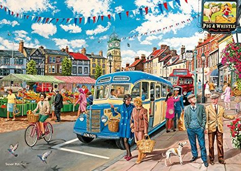 Gibsons The Country Bus Jigsaw Puzzle (4 x 500-Piece) Blue Bus, Free Online Jigsaw Puzzles, Mosaic Pictures, Online Puzzles, Jigsaws, 500 Piece Jigsaw Puzzles, Free Camping, Puzzle Art, Mosaic Diy