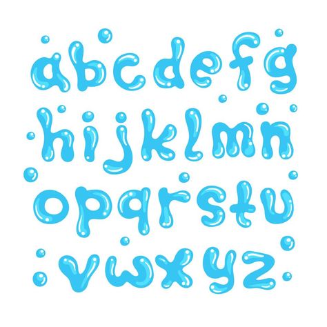 Water Alphabet Water Alphabet, Cute Fonts Alphabet, Alfabet Font, Bubble Letter Fonts, Font Bubble, S Alphabet, Typography Alphabet, Aesthetic Fonts, Lettering Alphabet Fonts