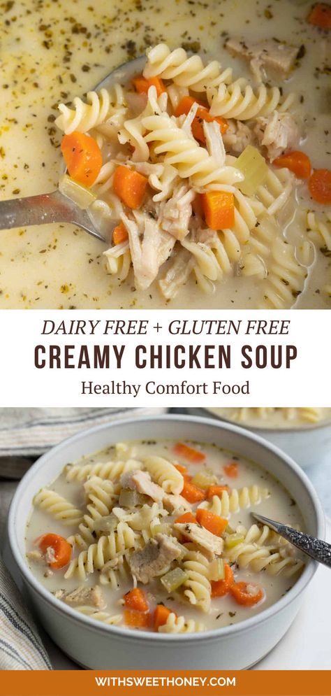 Gluten Free Chicken Noodle Soup Crockpot, Soup Dairy Free Gluten Free, Chicken Noodle Soup Healthy, Gluten Free Chicken Noodle Soup, Soup Dairy Free, Creamy Chicken And Noodles, Best Chicken Noodle Soup, Creamy Chicken Noodle, Turkey Noodle Soup