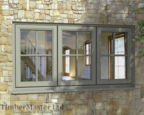 Exterior Window Frame, Georgian Windows, Cottage Windows, Grey Windows, Exterior Window, Barn Conversions, Green Windows, Bungalow Renovation, Glass Barn Doors