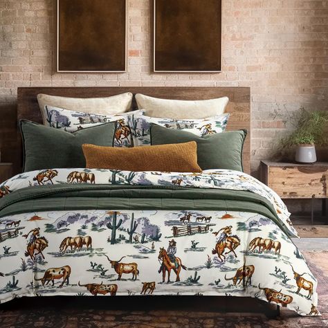 Western Comforters, Western Bed, Rustic Duvet Cover, Men's Bedding, Western Bedding, Colorful Comforter, Western Bedroom, Reversible Bedding, Western Rustic