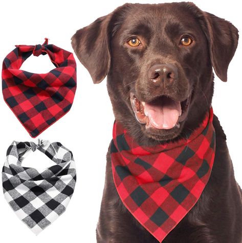 Medium Size Dogs, Collapsible Dog Bowl, Bandana For Dogs, Drool Bibs, Puppy Bandana, Plaid Dog Bandana, Christmas Scarf, Dog Scarf, Dog Store