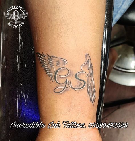 #gs #letter #tattoo S Letter Tattoo, Iphone Wallpaper Eyes, Sg Tattoo, Gs Logo, G Names, Letter Tattoo, Wing Tattoo, S Letter, Incredible Tattoos