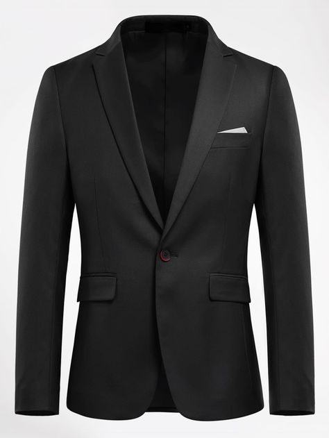 Black Work  Long Sleeve Polyester Plain Regular Embellished Non-Stretch Spring/Fall Men Suits & Separates Black Blezars For Men, Wedding Blazers For Men, Blazer Men Wedding, Suit Jacket With Jeans, Mens Black Suit Jacket, Boys Dressing Style, Boys Dressing, Construction Outfit, Black Blazer Men