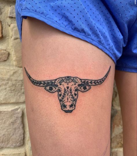 Rambling Man Tattoo, Tattoos Dedicated To Boyfriend, American Traditional Taurus Tattoo, Traditional Longhorn Skull Tattoo, Buffalo American Traditional Tattoo, Don’t Trip Tattoo, Cowfish Tattoo, Western Animal Tattoo, American Traditional Longhorn Tattoo