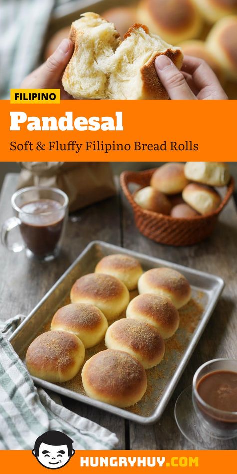 Pandesal (Soft & Fluffy Filipino Bread Rolls) Filipino Pandesal, Siao Pao Filipino, Soft Pandesal Recipe, Filipino Meat Roll Bread, Monay Filipino Bread Recipe, Pandesal Recipe, Pepperoni Bread, Filipino Breakfast, Light Snacks