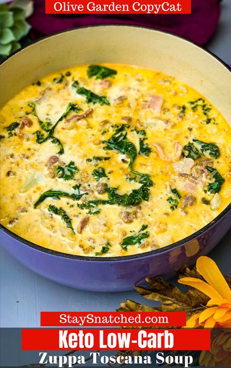 Kale Cauliflower, Olive Garden Zuppa Toscana, Sausage Kale, Salad Kale, Olive Garden Copycat, Zuppa Toscana Soup, Toscana Soup, Low Carb Diets, Keto Soup