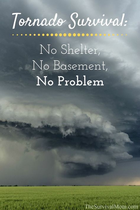 If your home or workplace does not have a basement or tornado shelter, tornado survival is still possible. Follow these suggestions for preparing and staying safe. Tornado Preparedness, Tornado Shelter, Emergency Prepping, Disaster Preparedness, Wilderness Survival, Survival Food, About Money, Survival Prepping, Outdoor Survival