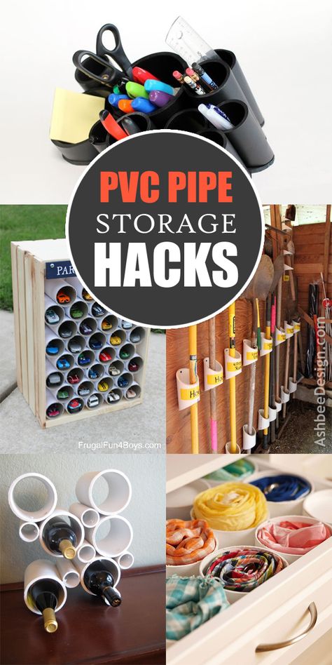 Bathroom Organizer Ideas, Pvc Pipe Storage, Pipe Storage, Pvc Furniture, Cheap Organization, Pvc Pipe Crafts, Pvc Pipe Projects, Declutter And Organize, Garage Organization Diy