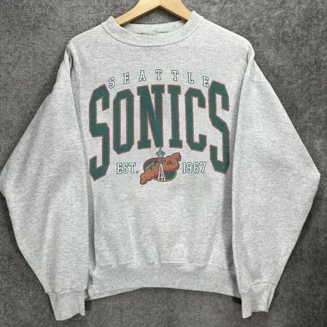 Vintage Nba Sweatshirt, Seattle Supersonics, Basketball Sweatshirts, Nba Shirts, Basketball Shirts, Game Day Shirts, Casual Sweatshirt, Sports Shirts, Unisex Sweatshirt