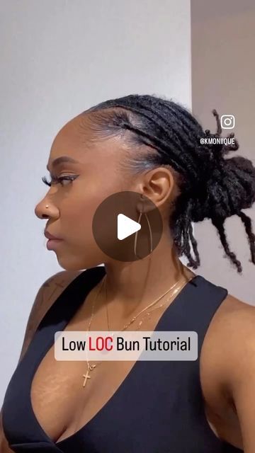 𝐊𝐌𝐎𝐍𝐈𝐈𝐐𝐔𝐄 on Instagram: "Low LOC Bun Tutorial! 🔒 This is an old video but still very much current & an easy way to achieve a low bun without a full retwist! Counting down until my retwist 😂 #starterlocs #locjourney #locstyles #locgang #locnation #nylocs #locswithcurlyends #locretwist" Loc Bun Styles Updo, How To Style Old Locs, Low Bun On Locs, Easy Diy Loc Styles, Locs Low Bun Styles, Locs Without Retwist, Loc Bun Tutorial, Low Loc Petal Bun, Loc Low Bun