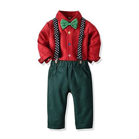 Kids Winter Outfits Boys, Bowtie Outfit, Christmas Long Sleeve Shirts, Kids Winter Outfits, Gentleman Outfit, Boys Christmas Outfits, Strap Pants, Kids Christmas Outfits