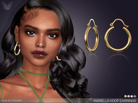 feyona's Mariella Hoop Earrings Sims 4 Earring Cc, 4 Piercings, Toddler Earrings, Sims 4 Piercings, Mod Hair, Sims 4 Game Mods, Thick Hoop Earrings, Best Sims, Best Mods