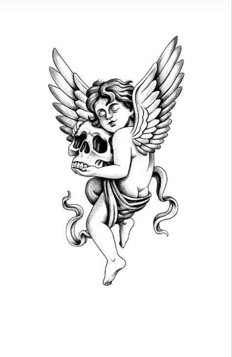 Christus Tattoo, Stencils Ideas, Cupid Tattoo, Cherub Tattoo, Religious Tattoo, Religious Tattoos, Doodle Tattoo, Greek Tattoos, Tattoo Stencil Outline