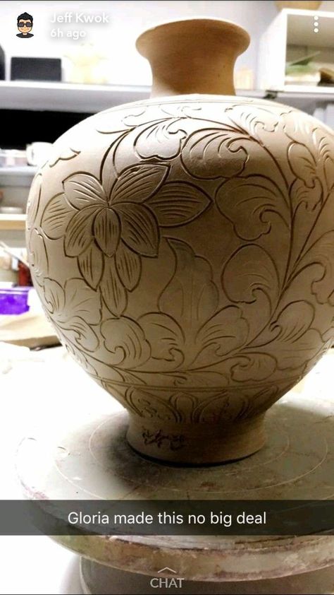 Carved Ceramic Vase, Asian Pottery, Carved Pottery, Korean Pottery, Ceramics Pottery Bowls, Ceramics Pottery Vase, Ceramic Lantern, Pottery Pots, Traditional Pottery