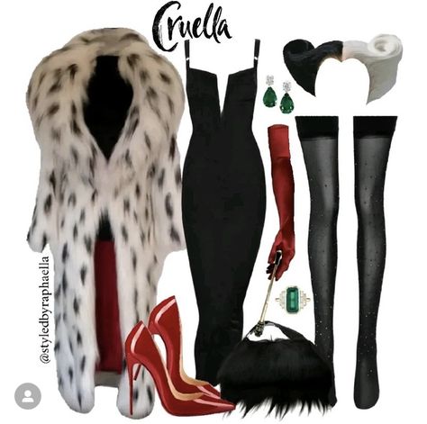 Cruella Costume, Chic Black Outfits, 90’s Outfits, Carnaval Costume, Dark Academia Style, Extreme Fashion, Duo Halloween Costumes, Disney Inspired Fashion, Belly Dance Outfit