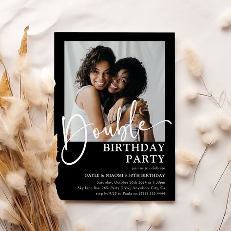 Double Birthday Party, Double Birthday Parties, Elegant Birthday, Adult Birthday Party, Event Details, Online Invitations, Milestone Birthdays, Birthday Party Invitation, Zazzle Invitations