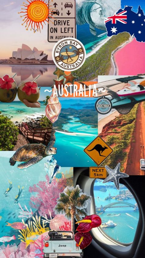 Beachy Wallpapers, Australia Wallpaper, Melbourne Trip, Australia Funny, Travel Collage, Cute Summer Wallpapers, Dream Vacations Destinations, Living Together, Collage Poster