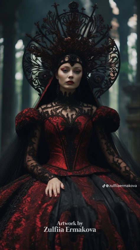 Dark Queen Dress, Dark Queen, Vampire Queen, Royalty Aesthetic, Masquerade Costumes, Queen Costume, Gothic Aesthetic, Steampunk Costume, Fantasy Castle