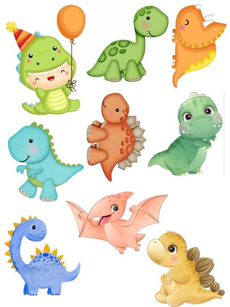 Topper Dinosaurus, Dinosaur Centerpieces, Topper Dino, Dino Bebe, Baby Dinosaur Party, Dino Cute, Dinosaur Cupcake Toppers, Dino Cake, Dinosaur Birthday Party Decorations