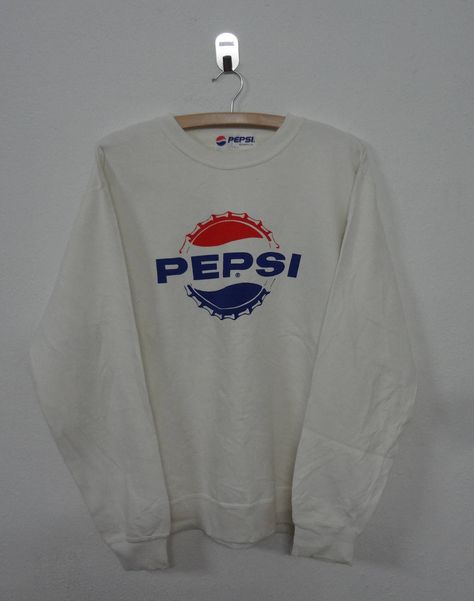 Vintage pepsi sweatshirt spellout big logo coca~cola coke sportwear Size L by NotreShop on Etsy Pepsi Outfit, Pepsi Cola Logo, Pepsi Sweatshirt, Pepsi Shirt, Coca Cola Shirt, Vintage Pepsi, Branded Clothes, Vintage Attire, 2000 Fashion