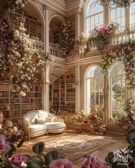 Spring Court Inspired Libraries 🌸🌺🌹 Which one is your favorite? . . . . . . #cottagecoreaesthetic #cottagecore #springaesthetic #acotar… | Instagram Acotar Cottage, Cute Houses Aesthetic, Future House Aesthetic, Acotar Instagram, Library Cottagecore, Aesthetic Home Library, Spring Court Aesthetic, Spring Court Acotar, Home Library Room