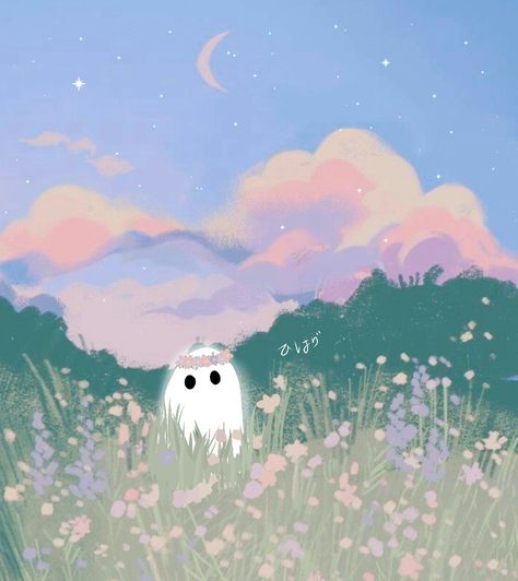 Ghost Art Cute, Cute Ghost Art, Space Phone Wallpaper, Cute Ghosts, Ghost Cat, Apple Watch Wallpaper, Flower Phone Wallpaper, Dreamy Art, Cute Wallpaper Backgrounds