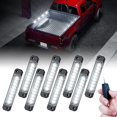 Xprite White Truck Pickup Bed Light Kits, 72 LED Rock Lighting Accessory w/ On|Off Switch, Universal for Footwells, Cargo Rail Lights, UTV ATV, Cars Underglow Running Boards, Golf Cart, Motorcycle (As an Amazon Associate I earn from qualifying purchases) Truck Bed Lights, Led Exterior Lighting, Bed Interior, Bed Light, White Truck, Trucking Life, Bed Rails, Bed Lights, 12v Led