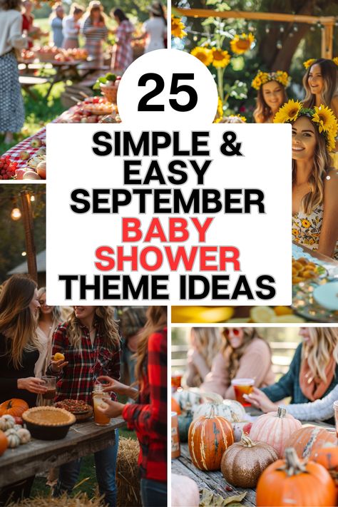 Discover 25 simple and easy September baby shower theme ideas that will make your party unforgettable! 🍂 From charming autumn-inspired decor to unique themes, we've got everything covered. Celebrate the changing seasons with these amazing and delightful ideas. 🍼 Click now and start planning the perfect September baby shower! Wild Flowers Baby Shower Ideas, Baby Shower October Theme, Baby Shower Themes September, Baby Boy Shower Ideas Themes Fall, Baby Shower Themes Fall Autumn, September Baby Shower Themes, Fall In Love With Baby Shower Theme, September Baby Showers, Fun Baby Shower Themes