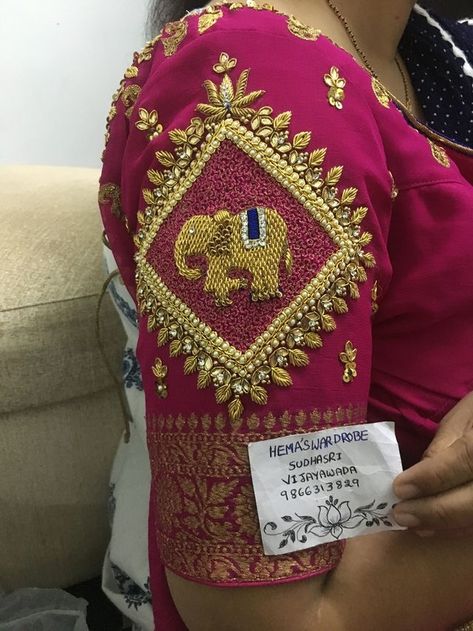 Sudhasri Hemaswardrobe, Pink Blouse Designs, Blue Blouse Designs, Blouse Works, Maggam Work Designs, Maggam Works, Blouse Design Images, Wedding Blouse Designs, Patch Work Blouse