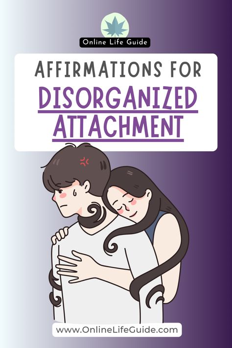 If you have a disorganized attachment style, these affirmations will help you develop more secure relationships. (Also includes guide on how to use these disorganized attachment affirmations in your daily routine). Emotional Attachment Hurts, Relationship Attachment Styles, Healing Disorganized Attachment, Attachment Disorder Adults, Disorganized Attachment Style Journal Prompts, Disorganized Attachment Style Healing, Secure Attachment Affirmations, Detachment Affirmations, Style Affirmations