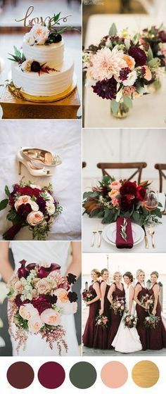 rustic burgundy and peach wedding ideas Burgundy Wedding Cake, Burgundy Wedding Colors, Burgundy And Blush Wedding, Colorful Weddings, English Project, Gold Wedding Colors, Flower Girls Dress, January Wedding, Colors Inspiration